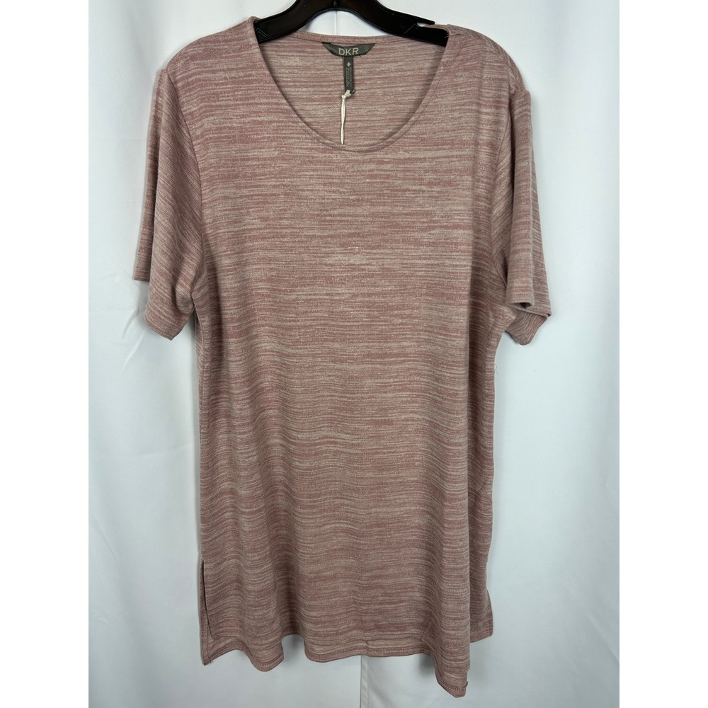DKR Pink Space Dye Short Sleeve T-Shirt Dress Side Slits Size 2X NEW‎